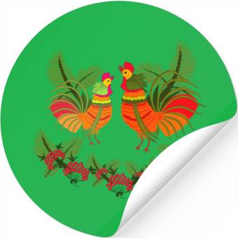 Discover Rooster with hen Stickers