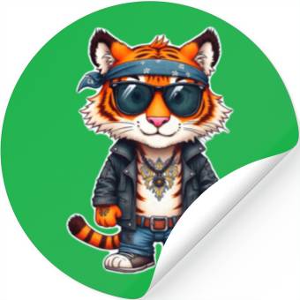 Discover Rock style cute tiger Stickers