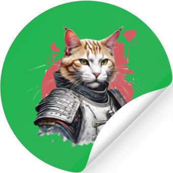 Discover Samurai Cat in Armor Stickers