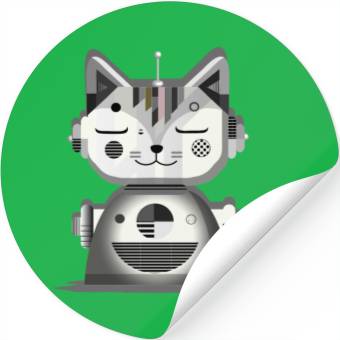 Discover Geometric Robot Cat - Creative Illustration Stickers