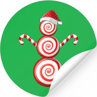 Discover Funny Christmas Stickers Peppermint Candy Snowman