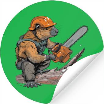 Discover Beaver Lumberjack Chainsaw Stickers