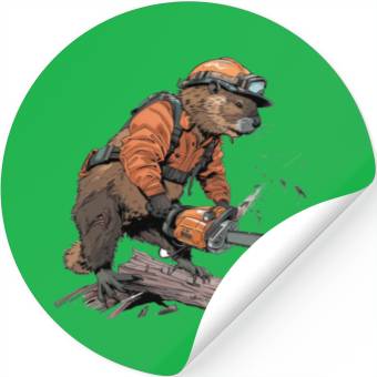 Discover Beaver Lumberjack Chainsaw Stickers