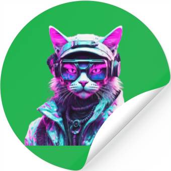 Discover Mystical Cyberpunk Bad Cat Stickers