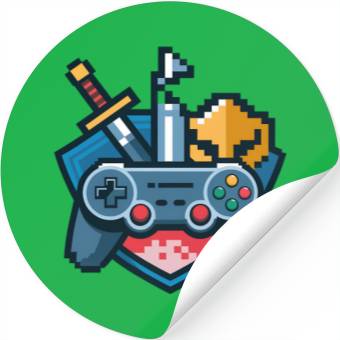Discover Gaming Logo – Pixel Art Controller and Sword Stickers