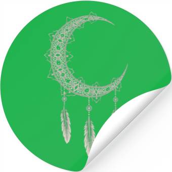 Discover Elegant Moon With Feathers Stickers