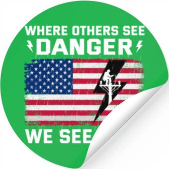 Discover American Flag Lineman Duty Danger Stickers