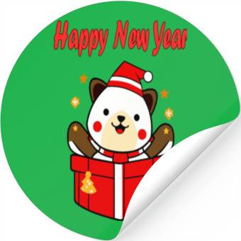 Discover Festive Teddy Bear New Year Design Stickers