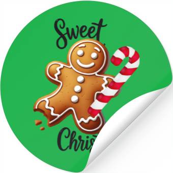 Discover Happy gingerbread man with candy cane Stickers