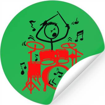 Discover red drum set drummer Stickers
