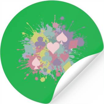 Discover Paint Splatter Playing Card Suits Design Stickers