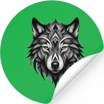 Discover Black and White Geometric Wolf Stickers