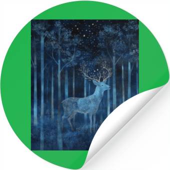 Discover Celestial Deer in the Indigo Forest Stickers