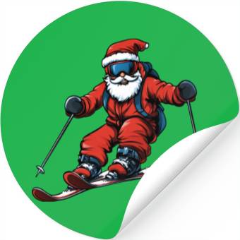 Discover Skier Christmas Stickers