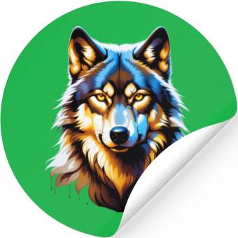 Discover Isolated Lone Wolf Head Ink Design Stickers