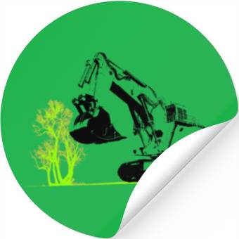 Discover Excavator Driver, Excavator, Tree, Construction Stickers