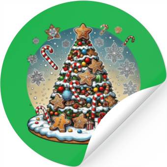 Discover Gingerbread Candy Cane Christmas Tree Stickers