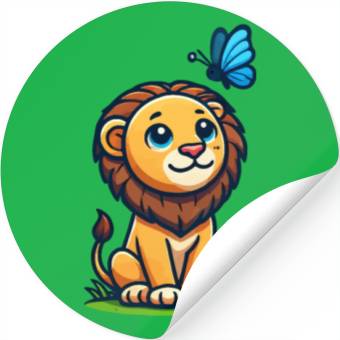 Discover lion and butterfly Stickers