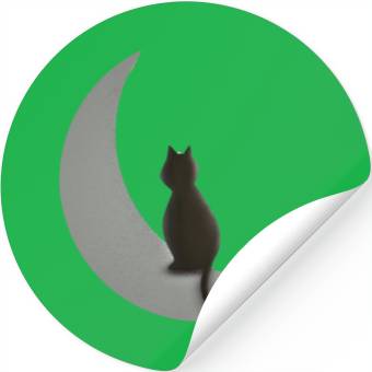 Discover Moon and Cat Night Stickers