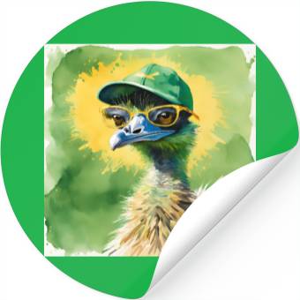 Discover Green and Gold Emu Stickers