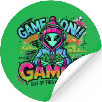 Discover Alien Gamer" - Sci-Fi Gaming Design Stickers