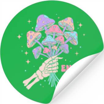 Discover Psychedelic Mushrooms with Skeleton Hand Stickers