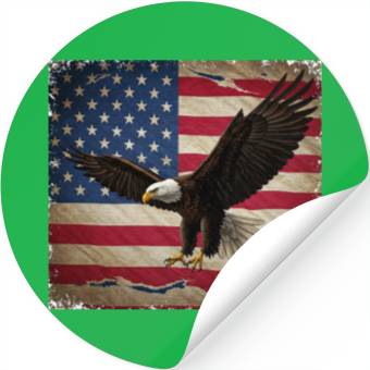 Discover Stylized Eagle with USA Flag Background Stickers