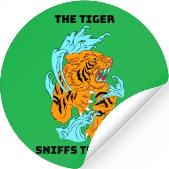 Discover Fierce Tiger and Waves Graphic Stickers Design