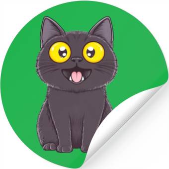 Discover Black Surprised Kitty Stickers