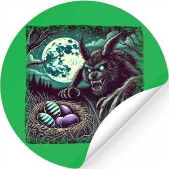 Discover Creepy Werewolf Easter Bunny Nightmare Stickers