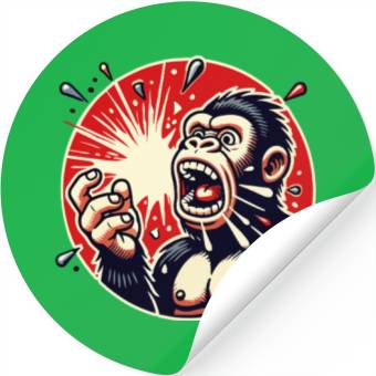 Discover Panic Gorilla Balloon Pop Stickers