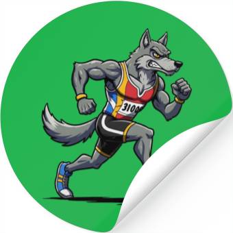 Discover Wolf marathon runner Stickers