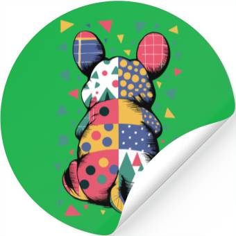 Discover Colorful Geometric Patchwork Abstract Bunny Stickers