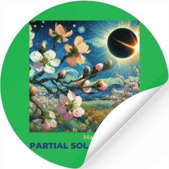 Discover March 29, 2025 Partial Solar Eclipse Blossoms Stickers