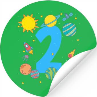 Discover Space Number Two Adventure Fun Birthday Stickers