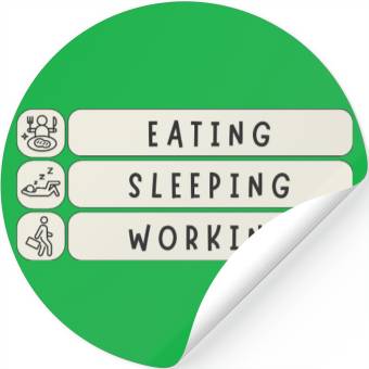 Discover Eat Sleep Work Repeat - Funny Daily Routine Meme Stickers