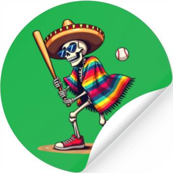 Discover Baseball Skeleton Fiesta Stickers