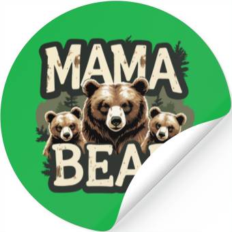 Discover Mama Bear & Cubs Rustic Stickers for Moms