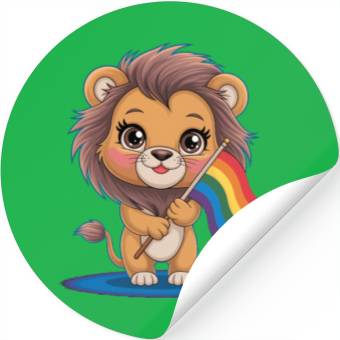 Discover Cute Lion With Rainbow Flag Stickers