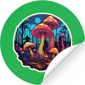 Discover Psychedelic Mushroom Forest Stickers