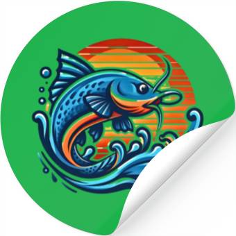 Discover Leaping Catfish Sunset Stickers