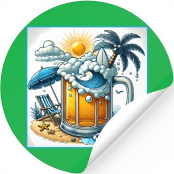 Discover Beer Beach Design Stickers