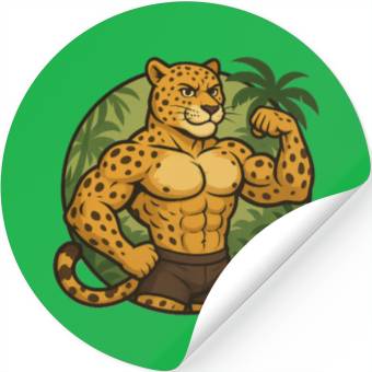Discover Muscular Jungle Leopard Stickers
