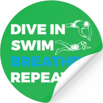 Discover Dive In Swim Breathe Repeat Stickers