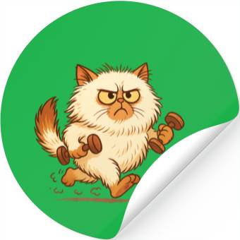 Discover Fierce Cat Workout Illustration Stickers