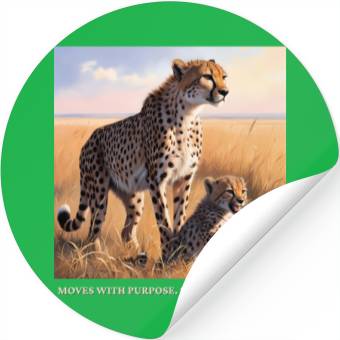 Discover Mama Cheetah and Cub Stickers