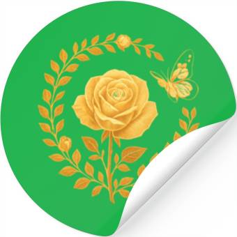 Discover Golden Rose with Butterfly Frame Stickers