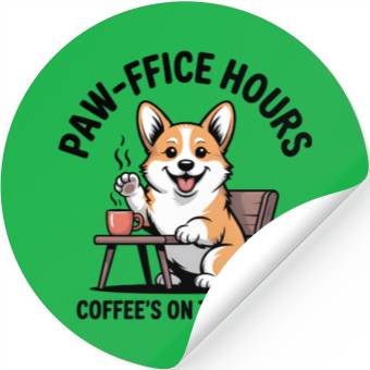 Discover Corgi Coffee Greeting Design Stickers