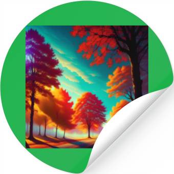 Discover Vivid Autumn Tree Landscape Stickers