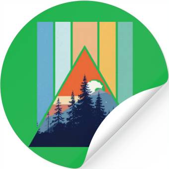 Discover Geometric Mountain Forest Sunset Stickers